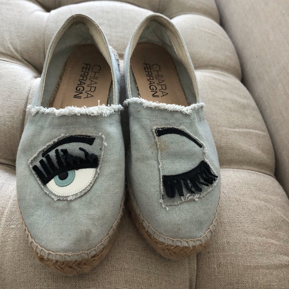 chiara ferragani Shoes - Chiara ferragani blue denim espadrilles 39 us8